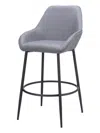 Hivvago Set Of Two 30" Gray And Black Fabric And Steel Bar Height Bar Chairs In Gray