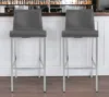 Hivvago Set Of Two 31" Gray And Silver Steel Low Back Bar Height Bar Chairs In Gray