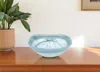 Hivvago Set Of Two 6" Aqua Blue And White Alabaster Glass Square Candy Or Nut Bowls