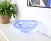 Hivvago Set Of Two 6" Blue And White Alabaster Glass Square Candy Or Nut Bowls