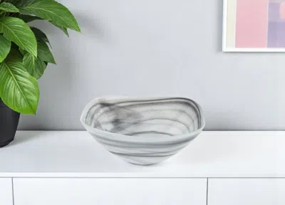 Hivvago Set Of Two 6" Gray And White Alabaster Glass Square Candy Or Nut Bowls