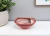 Hivvago Set Of Two 6" Red And White Alabaster Glass Square Salad Bowl