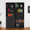 Hivvago Set Of Two 71" Black Five Tier Bookcase With Two Doors In Black