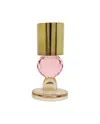 Hivvago Set Of Two Amber Gold And Pink Faceted Crystal Tabletop Taper Candlesticks In Multi