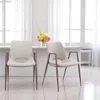 Hivvago Set Of Two Beige And Brown Upholstered Faux Leather Dining Arm Chairs In White