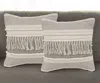 Hivvago Set Of Two Beige Striped Cotton Throw Pillow With Fringe In Gray