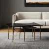 Hivvago Set Of Two Black And Bronze Wood And Steel Free Form Coffee And End Table In White