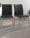Hivvago Set Of Two Black And Brown Upholstered Faux Leather Dining Side Chairs In Black