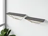 Hivvago Set Of Two Black And Gold Wood And Metal Modern Wall Mounted Accent Shelves In Gray