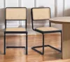 Hivvago Set Of Two Black And Natural Steel Open Back Dining Side Chairs In Brown