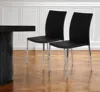 Hivvago Set Of Two Black And Silver Upholstered Faux Leather Dining Side Chairs In Black