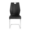 Hivvago Set Of Two Black And Silver Upholstered Leather Dining Side Chairs In Black
