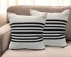 Hivvago Set Of Two Black And White Striped Cotton Throw Pillows In Multi