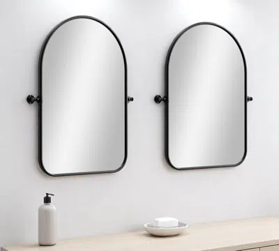 Hivvago Set Of Two Black Arch Iron Framed Bathroom Vanity Mirrors
