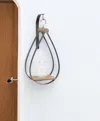 Hivvago Set Of Two Black Brown And Clear Cylinder Glass Metal And Wood Wall Vase In Brown