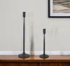 Hivvago Set Of Two Black Distressed Metal Tabletop Taper Candle Holders In Black