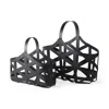 Hivvago Set Of Two Black Geometric Metal Baskets In Black