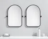 Hivvago Set Of Two Black Iron Arch Tilting Framed Bathroom Vanity Mirrors In Multi