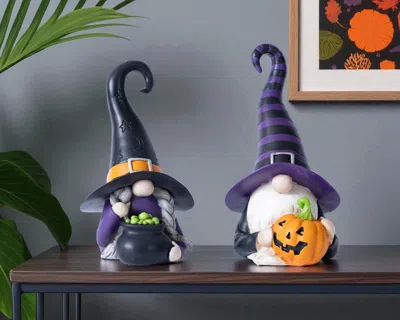 Hivvago Set Of Two Black Orange And Purple Polyresin Figurine In Multi
