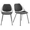 Hivvago Set Of Two Black Upholstered Fabric Dining Side Chairs In Black