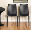 Hivvago Set Of Two Black Upholstered Faux Leather Dining Side Chairs In Black