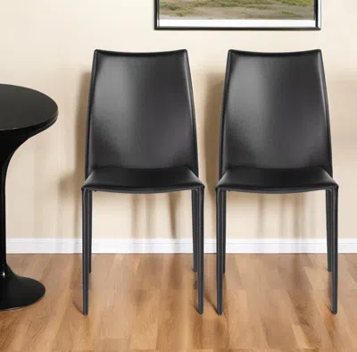 Hivvago Set Of Two Black Upholstered Faux Leather Dining Side Chairs
