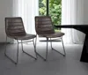 Hivvago Set Of Two Black Upholstered Faux Leather Side Chairs In Gray