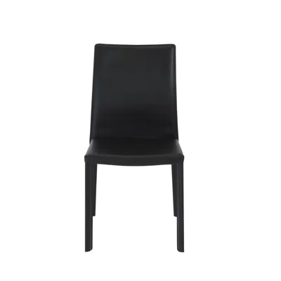 Hivvago Set Of Two Black Upholstered Leather Dining Side Chairs