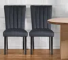 Hivvago Set Of Two Black Upholstered Velvet Dining Side Chairs In Gray