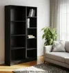 Hivvago Set Of Two Black Wood Multi Tier Bookcases In Black