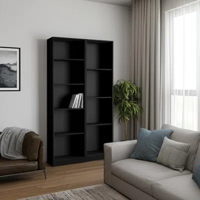 Hivvago Set Of Two Black Wood Multi Tier Bookcases