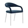 Hivvago Set Of Two Blue And Silver Upholstered Polyester Open Back Dining Arm Chairs In Blue