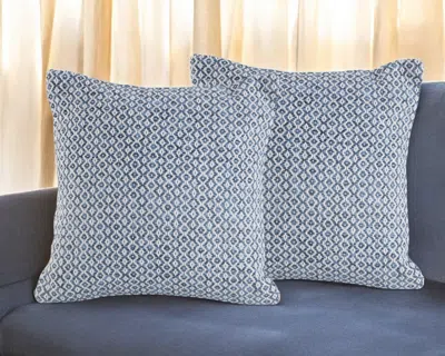 Hivvago Set Of Two Blue Chevron Cotton Throw Pillows