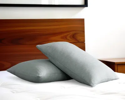 Hivvago Set Of Two Blue Linen Standard Pillowcases