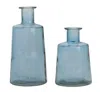 Hivvago Set Of Two Blue Round Glass Table Vase In Blue