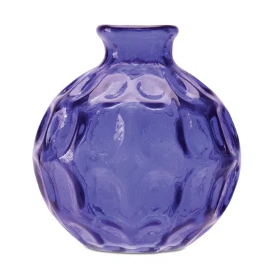 Hivvago Set Of Two Blue Round Glass Table Vase In Purple