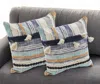 Hivvago Set Of Two Blue Striped Cotton Throw Pillow With Tassels In Multi