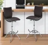 Hivvago Set Of Two Brown And Silver Metal And Faux Leather Low Back Adjustable Height Bar Chairs In Brown