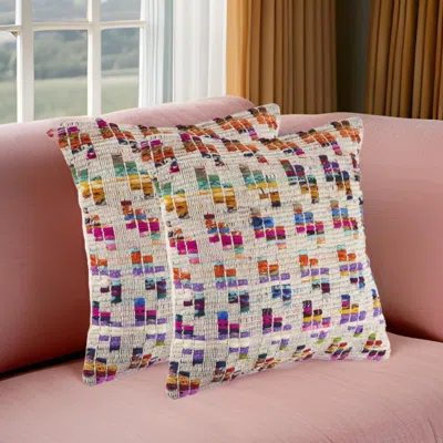 Hivvago Set Of Two Brown Eclectic Cotton Throw Pillow In Multi