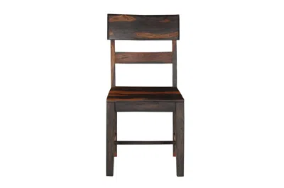 Hivvago Set Of Two Brown Solid Wood Ladder Back Dining Side Chairs