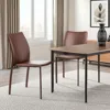 Hivvago Set Of Two Brown Upholstered Leather Dining Side Chairs In Brown
