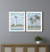 Hivvago Set Of Two Cape May Lighthouse And Palm Trees White Framed Wall Art In White
