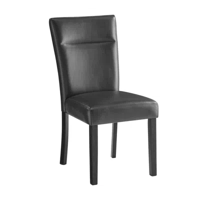 Hivvago Set Of Two Charcoal And Black Upholstered Faux Leather Dining Side Chairs