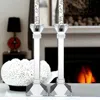 Hivvago Set Of Two Clear Crystal Tabletop Candle Holders In White