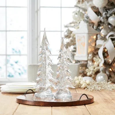 Hivvago Set Of Two Clear Glass Trees Tabletop Sculpture In Multi