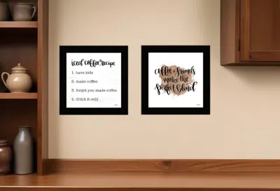 Hivvago Set Of Two Coffee And Friends Recipe Black Framed Print Kitchen Wall Art