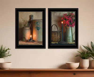Hivvago Set Of Two Country Candlelight Black Framed Print Wall Art