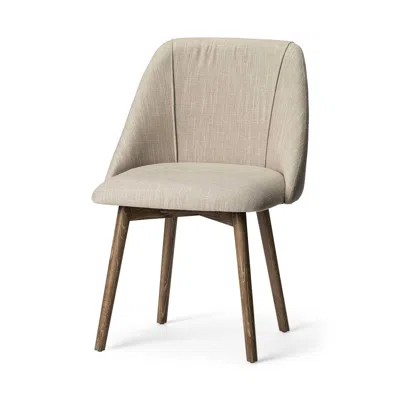 Hivvago Set Of Two Cream And Brown Upholstered Fabric Side Chairs