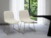 Hivvago Set Of Two Cream And Gold Upholstered Fabric Side Chairs In White