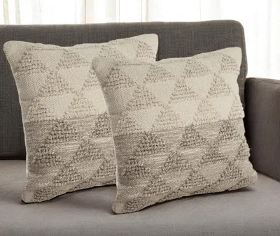 Hivvago Set Of Two Cream Geometric Cotton Throw Pillow With Texture In Neutral